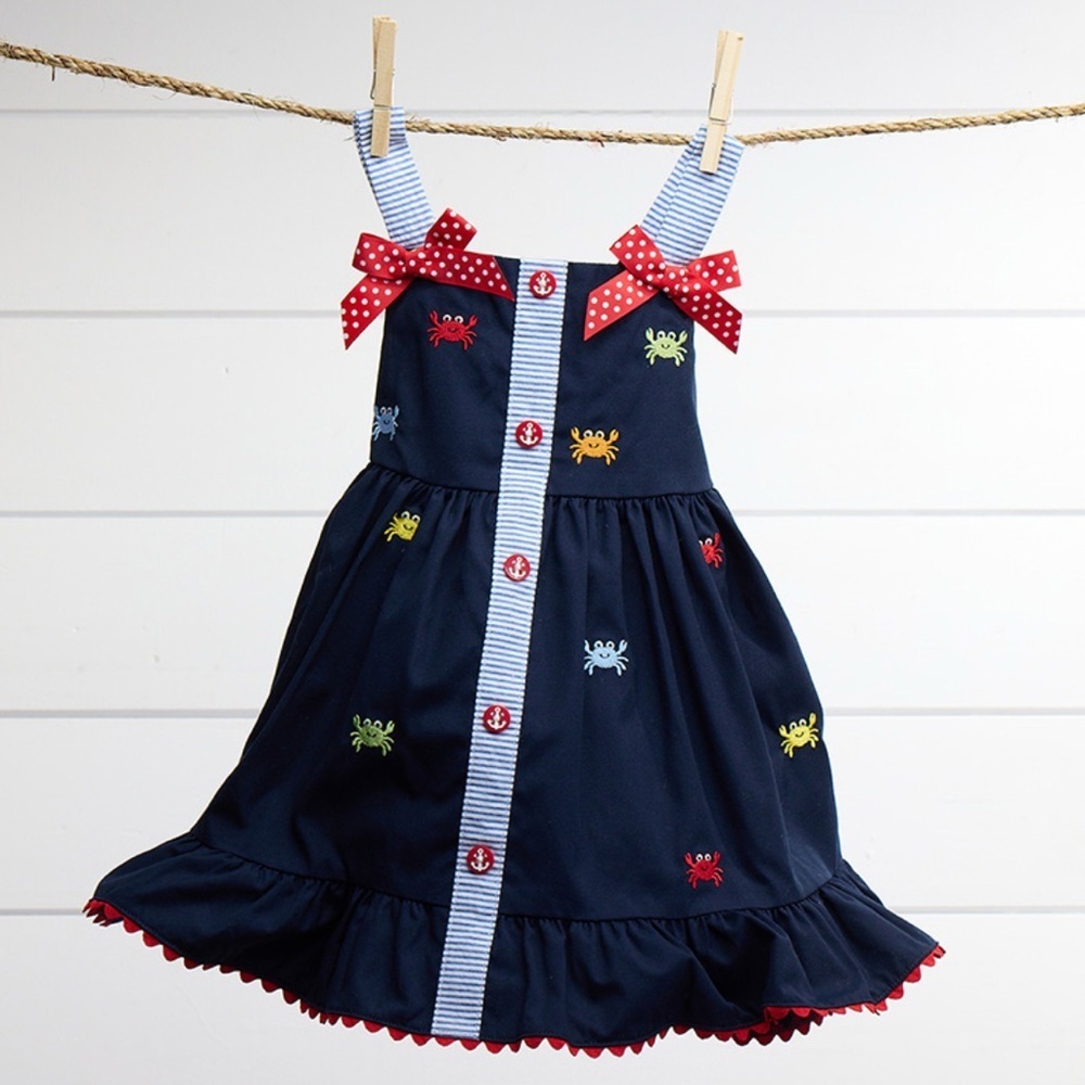 The Cutest Summer Dress with Embroidered Crabs